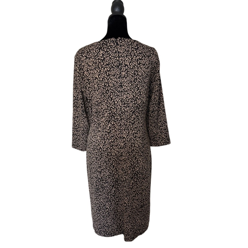 Chicos So Slimming Leopard Print Sheath Dress Tan Black 3/4 Sleeve Size 0 NWT - Picture 2 of 7